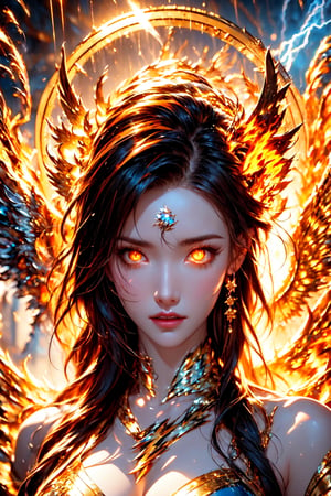 ((archangel)),(((fair skin))),(naked),(glowing eyes),(fire eye),(lightning),(thunder),(magic circle),best quality, masterpiece, beautiful and aesthetic, 16K, (HDR:1.4), high contrast, bokeh:1.2, lens flare, (vibrant color:1.4), (muted colors, dim colors, soothing tones:0), cinematic lighting, ambient lighting, sidelighting, Exquisite details and textures, cinematic shot, Warm tone, (Bright and intense:1.2), wide shot, by playai, ultra realistic illustration, siena natural ratio, anime style, (Renaissance fantasy theme:1.2), (cute girl costume:1.4), half body view, long length layered bob cut, (expressionless:0.8), Orange bracelet, wearing a beautiful white outfit and furry white hat. Vintage art style, a beautiful Swedish girl, icy eyeshadow, Pale skin, a pearl necklace, Mistyrose-hued portrait blending styles of John Raymond Garrett, Richard Corben, Gahan Wilson, featuring detailed facial features with sharp eyes and soft skin texture, chiaroscuro lighting, high contrast, pen and ink, ultra fine detailing.
,glow,fantasy
