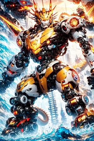 (dragon mecha:1.3),iron woman,