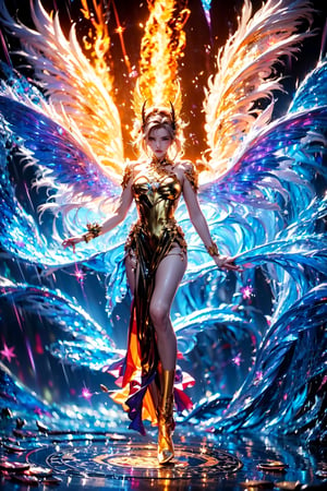 Archangel, Wings of Light, Multiple Magic circles, Fire Rain, Ice Wind, Electric Cloud