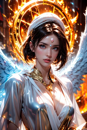 ((archangel)),(naked),(glowing eyes),(fire eye),(lightning),(thunder),(magic circle),best quality, masterpiece, beautiful and aesthetic, 16K, (HDR:1.4), high contrast, bokeh:1.2, lens flare, (vibrant color:1.4), (muted colors, dim colors, soothing tones:0), cinematic lighting, ambient lighting, sidelighting, Exquisite details and textures, cinematic shot, Warm tone, (Bright and intense:1.2), wide shot, by playai, ultra realistic illustration, siena natural ratio, anime style, (Renaissance fantasy theme:1.2), (cute girl costume:1.4), half body view, long length layered bob cut, (expressionless:0.8), Orange bracelet, wearing a beautiful white outfit and furry white hat. Vintage art style, a beautiful Swedish girl, icy eyeshadow, Pale skin, a pearl necklace, Mistyrose-hued portrait blending styles of John Raymond Garrett, Richard Corben, Gahan Wilson, featuring detailed facial features with sharp eyes and soft skin texture, chiaroscuro lighting, high contrast, pen and ink, ultra fine detailing.
