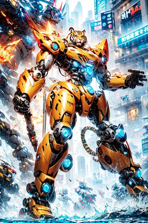 (tiger mecha:1.2),iron woman,