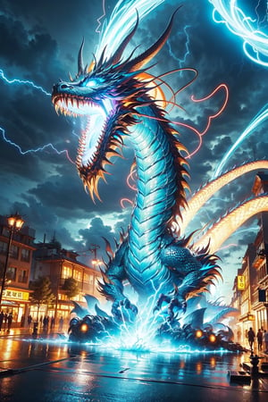 (glowing wire,|shibari|,lightning chain),(one dragon) (blue and energy entanglement:1.2), street scenery,High Detail,masterpiece,best quality,more detail,Hyper Quality,detailed,more detail,(openmouth)