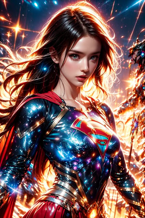 (supergirl),|(goddess)|,(Paladin),(Black and white entanglement),(crystal and silk entanglement),(purple and starlight entanglement),High Detail,masterpiece,best quality,more detail,Hyper Quality,detailed,more detail,Texture-rich,Delicate texture,