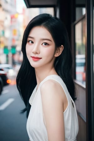 1 aisan pretty idol,small smile,facing the camara ,Portrait Photography,clear facial features,kpop female idol,young,perfect,beautiful eyes,masterpiese,front_view,pictograph,32K,Extremely Realistic,photo r3al,more detail XL,female,1 girl ,chinatsumura,asian girl,makeup and detailed eyes