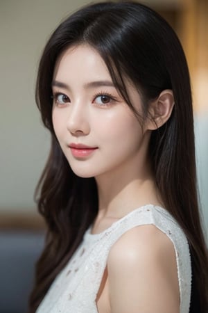 1 aisan pretty idol,small smile,facing the camara ,Portrait Photography,clear facial features,kpop female idol,young,perfect,beautiful eyes,masterpiese,front_view,pictograph,32K,Extremely Realistic,photo r3al,more detail XL,female,1 girl ,chinatsumura,asian girl,makeup and detailed eyes