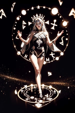 goddess,(floating magIc_circle),(complex runes structure:1.5),space background,Black and white entanglement, crystal and silver entanglement Negative prompt: EasyNegative, badh,