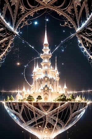  (floating castle),(complex lace structure:1.5),space background,Black and white entanglement, crystal and silver entanglement Negative prompt: EasyNegative, badh,dragon