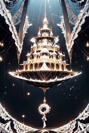  (floating castle),(complex lace structure:1.5),space background,Black and white entanglement, crystal and silver entanglement Negative prompt: EasyNegative, badh,dragon,fantasy