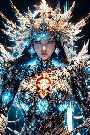 (Saint Seiya,iron woman),(post apocalyptic),Black and white entanglement, crystal and silver entanglement