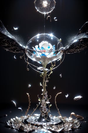 (shrine:1.3),(complex 
petal structure:1.5),(spit magic_circle light:1.3),space background,Black and white entanglement, crystal and silver entanglement Negative prompt: EasyNegative, badh,(Mystic fantasy),