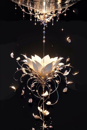 (enchantment:1.5),(complex 
petals structure:1.5),space background,Black and white entanglement, crystal and silver entanglement ,(illuminant tones:1.3)