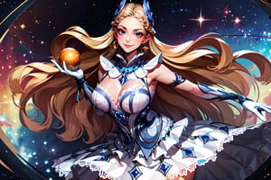 (masterpiece, best quality),(extremely detailed), 
Odette_ML, small boobs, skinny body,
A giant goddess of galactic proportions at the center of the universe which looks microscopic compared to her colossal size. She is holding an entire galaxy in her hand, she turns to her hand with a satisfied, smug and craving face.