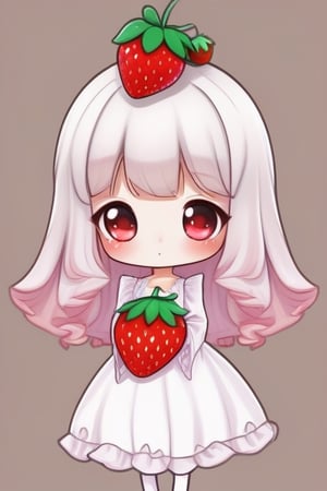chibi,Cute_Ghost,strawberry dress,white background