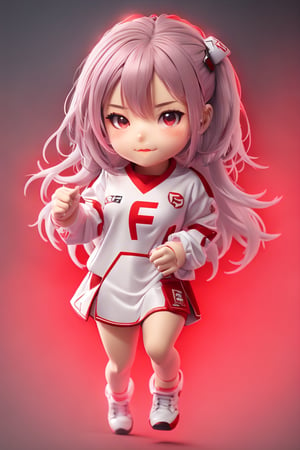 Hexatron, mascot, chibi, 1girl, mixed hairs, red and white, electric effect, the letter "F" marked in the mascot chest, High definition, Photo detailed, intricate, production cinematic character render, ultra high quality model, full-body_portrait,korean girl,NightmareFlame,FilmGirl,Sexy Big Breast