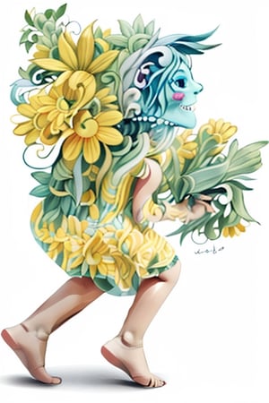 chibi,Cute_Ghost,Pineapple dress,white background,High detailed 