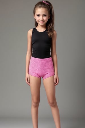 full body view of a 11yo tween girl with well-formed body in a childish style alluring body fashion.