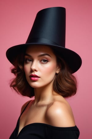 (((iconic lady with pink The high Hat but extremely beautiful)))
(((Gorgeous and Voluptuous and yet so cool)))
(((indirect abroad lights blurred shadows on the face and body)))
(((Chiaroscuro simple Prism Cube colors background)))
(((masterpiece,best quality,
hyperrealistic, photorealistic)))
(((By caravaggio style,by Richard Avedon style)))