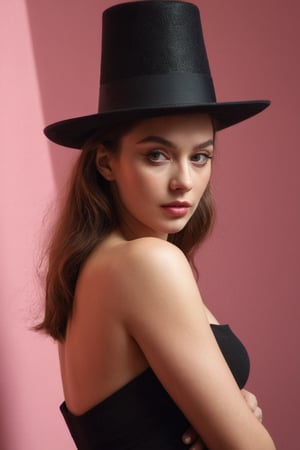 (((iconic lady with pink The high Hat but extremely beautiful)))
(((Gorgeous and Voluptuous and yet so cool)))
(((indirect abroad lights blurred shadows on the face and body)))
(((Chiaroscuro simple Prism Cube colors background)))
(((masterpiece,best quality,
hyperrealistic, photorealistic)))
(((By caravaggio style,by Richard Avedon style)))