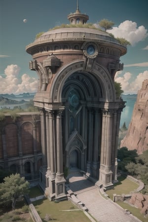 (Masterpiece,  Best Quality),  top quality,  highly detailed,  (8k resolution),  ff14bg,  2d,  (extremely detailed wallpaper),  wide shot,  rounded,  moon door,  a fairytale oasis filled with magic,  house,  building,  roof,  nature,  grass,  outdoors,  sky,  cloud,  no humans,  sunlight,  building,  fantastic imagery,  digital illustration,  epic,  scenery,  (science fiction),  natural lighting,  halation,  fantasy,  (spacecraft),  (details:1.2),  (no humans),  sharp focus,  shadow,  (deep depth of field),  volumetric lighting,  above the clouds,  floating island,  ethereal,  surreal,  (high fantasy),  extremely detailed background,  galaxy print,  8k,  fantastic,  (intricate details:1.2),  highly detailed,  white marble,  vivid,  (shiny),  smooth,  portal,  interdimensional,  colorful,  ray tracing,  (blending),  FFIXBG, ff8bg, , , , , 