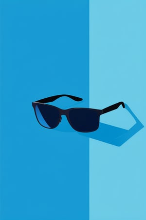 shadow flat vector art, sunglasses, blue background,