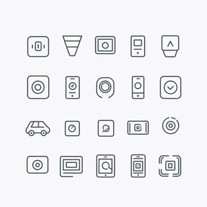 Outline icon set of technology, black line, minimal, white background, ui, ux, design, app, clean fresh design