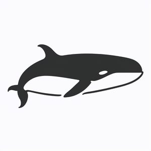 A glyph whale icon, a simple whale, black, white background
