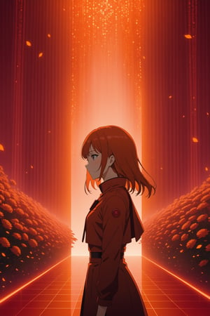 anime opening, (1girl), solo, a dreamscape aesthetic in Tangerine theme atmosphere, mosaic background, flowers, (wallpaper style), movie trailer, cinematic, screencap, still shot, true perception, comfortable, Elemental Forces aesthetic BREAK anime opening, (1girl), solo, field aesthetic in Ruby theme atmosphere, (wallpaper style), matrix, movie trailer, "Omni", cinematic, screencap, still shot, bokeh, depth of field, perception, captivating