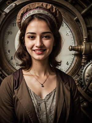 masterpiece,  RAW photo looking at the viewer,  realistic with lifelike composition,  beautiful,  stunning,  in action, DishaPatani, (brown lipstick:1.1), (looking at the viewer:1.3), smiling happily 

mdjrny-v4 style a drawing of DishaPatani with a clock on his head, yoshitaka amano character design, gray alien, steampunk hat, patchwork doll, childrens illustration, screw, grotesque large alien, detailed humanoid, yukii morita, pipe brain, crowned, whose mind is pure machinery, jigsaw, royo