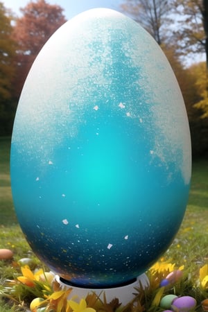 an easter egg, world as Easter egg, paint splatter, unearthly material, crystal egg, autumn, fontaines en sologne, ultra detailled, 8K, led light color full