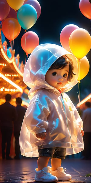 best quality, masterpiece, beautiful and aesthetic, vibrant color, Exquisite details and textures,  Warm tone, ultra realistic illustration,	(cute Latino baby Boy, 4year old:1.5),	(amusement park theme:1.3), holding a balloon,	cute eyes, small eyes,	(a chic look:1.2),	cinematic lighting, ambient lighting, sidelighting, cinematic shot,	siena natural ratio, children's body, anime style, 	head to thigh portrait,	Short Blunt Cut Bob haircut,	hoodie, a black jeans, 	ultra hd, realistic, vivid colors, highly detailed, UHD drawing, perfect composition, beautiful detailed intricate insanely detailed octane render trending on artstation, 8k artistic photography, photorealistic concept art, soft natural volumetric cinematic perfect light. 