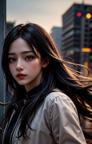 Beautiful girl with realistic black eyes, pale skin, medium length black hair, perfect face, perfect eyes, wearing a coat, very detailed, comprehensive movie, digital painting, 8K, cinematic lighting, highest quality, High resolution, great work, Post-processing, perfect result, surreal
,minji