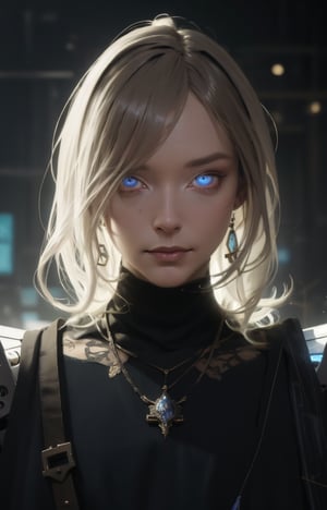 Futuristic, mechanical, high-tech, black-and-white-gray, metallic, streamlined, complex construction, intricate details, geometric shapes, neon colors, electronic sound, digital elements, abstract graphics, the web, data interaction, virtual reality (Skin radiance), (Highly detailed skin with visible pores), (Gorgeous decoration: 1.2), (Colored eyes: 1.3), clean. Beautiful face. masterpieces, (((((Supreme Works of art))))), award-winning works, award-winning works of art, intricate details, attention to detail, cinematic effects, cinematic sensations, surrealism, award-winning portraits, realistic design for photo quality, (ultra high resolution, best quality, reality) , Complex composition,Cyber_Shaman,yorha type a no. 2,very long hair, blue eyes, white hair, robot joints, android