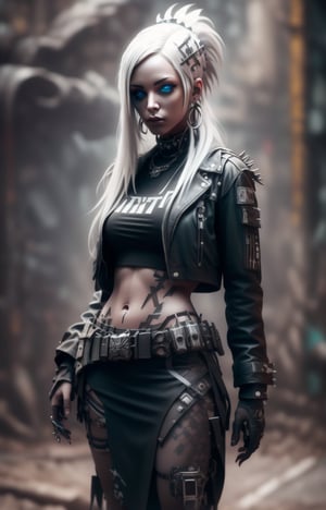 (Masterpiece, Best Quality, 1 Girl, Solo, Intricate Details, Chromatic Aberration), Real,, 2bTheEmpireStyle, White, White Cyborg Fashion Shot, Punk Warrior, ((Sigh)), (Sad Smile: 0.6), Long Hair, Black Hair , white headdress, pearl highlights, hair on one eye, yellow eyes, earrings, sharp eyes, , (symmetrical eyes), (perfectly symmetrical body), by the wall, fractal decoration staring at the viewer, Unreal Engine, ArtStation In trend, high-tech plastic,TheEmpireStyle,Maria,StormTrooper, armor,nanotech