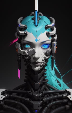 (Ultra-high resolution, highest quality, reality), futuristic, mechanical, high-tech, black and white grey, metallic, streamlined, complex structure, exquisite details, geometric shapes, neon colors, electronic sounds, digital elements, abstract graphics, web, data interaction, virtual reality (glowing skin), (highly detailed skin with visible pores), (luxurious decoration: 1.2), (colored eyes: 1.3), pretty. beautiful face. masterpiece, exquisite details, attention to detail, surrealism, award-winning portrait, realistic design for photo quality, intricate composition,NDP