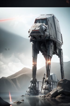 ((1 male)), AT-AT Walker, whole body, 3D figure, AT-AT, damaged AT-AT, scratches on the exterior, tracer bullets, (laser beams:1.4), laser beams flying around, natural light, realistic image quality, dynamic pose, video lighting , Perfect Composition, Super Detail, Official Art, Masterpiece, Top Quality, Reflections , High Resolution CG Unity 8K Each Wallpaper, Detailed Background, Masterpiece, Photorealistic, Random Angle, Forest Planet, Endor, Jungle, Full Body, Star Wars ,