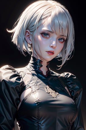 absurderes, mastutepiece, Best Quality, nffsw, 1girl in, Mature Woman, (Sharp Focus), Villain's smile, medium breasts, (Hair on long black background), (grey eyes), (Detailed eyes), Gothic lace costumes, Black and Red theme, Realism, Black_castle, Ultra-detailed, Vivid, Intricate details, Photorealistic,STEAM PUNK,aodai cyber,2b