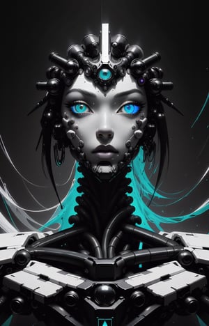 (Ultra-high resolution, highest quality, reality), futuristic, mechanical, high-tech, black and white grey, metallic, streamlined, complex structure, exquisite details, geometric shapes, neon colors, electronic sounds, digital elements, abstract graphics, web, data interaction, virtual reality (glowing skin), (highly detailed skin with visible pores), (luxurious decoration: 1.2), (colored eyes: 1.3), pretty. beautiful face. masterpiece, exquisite details, attention to detail, surrealism, award-winning portrait, realistic design for photo quality, intricate composition,NDP,TheEmpireStyle