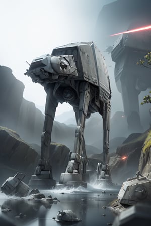 ((1 male)), AT-AT Walker, whole body, 3D figure, AT-AT, damaged AT-AT, scratches on the exterior, tracer bullets, laser beams flying around, natural light, realistic image quality, dynamic pose, video lighting , Perfect Composition, Super Detail, Official Art, Masterpiece, Top Quality, Reflections , High Resolution CG Unity 8K Each Wallpaper, Detailed Background, Masterpiece, Photorealistic, Random Angle, Forest Planet, Endor, Jungle, Full Body, Star Wars ,