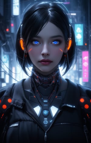 Futuristic, mechanical, high tech, black and white grey, metallic, streamlined, complex structure, exquisite details, geometric shapes, neon colors, electronic sounds, digital elements, abstract graphics, web, data interaction, virtual reality, (skin glow), (highly elaborate skin with visible pores), (luxurious decoration: 1.2), (colored eyes: 1.3), cute. beautiful smile. masterpiece, ((((best work of art))))), award winning, award winning work, exquisite details, attention to detail, futuristic city, full body, futuristic cyber model, cinematic effects, cinematic feeling, surrealism, award winning portrait, realistic design for photo quality, (ultra high resolution, best quality, reality), complex composition, Jiyoung, Jiyoung, Japanese Hime Cut style, translucent, transparent, cyberpunk, FuturEvoLab Cyberpunk