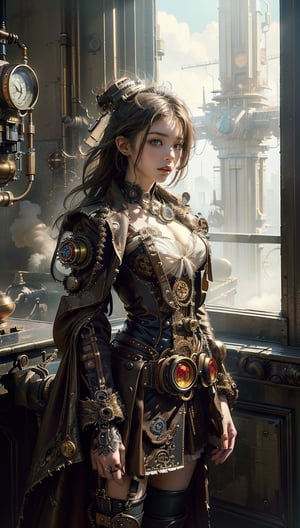 (masterpiece, top quality, best quality, official art, beautiful and aesthetic:1.2), (1girl:1.3), extreme detailed,(Steampunk:1.2),colorful,highest detailed,mix4,little_cute_girl,supersteampunk,STEAM PUNK,realhands