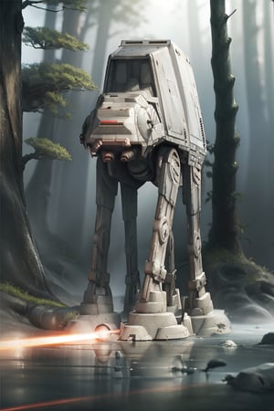 ((1 male)), AT-AT Walker, whole body, 3D figure, AT-AT, damaged AT-AT, scratches on the exterior, tracer bullets, (laser beams:1.4), laser beams flying around, natural light, realistic image quality, dynamic pose, video lighting , Perfect Composition, Super Detail, Official Art, Masterpiece, Top Quality, Reflections , High Resolution CG Unity 8K Each Wallpaper, Detailed Background, Masterpiece, Photorealistic, Random Angle, Forest Planet, Endor, Jungle, Full Body, Star Wars ,