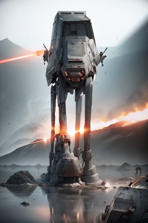 ((1 male)), AT-AT Walker, whole body, 3D figure, AT-AT, damaged AT-AT, scratches on the exterior, tracer bullets, (laser beams:1.4), laser beams flying around, natural light, realistic image quality, dynamic pose, video lighting , Perfect Composition, Super Detail, Official Art, Masterpiece, Top Quality, Reflections , High Resolution CG Unity 8K Each Wallpaper, Detailed Background, Masterpiece, Photorealistic, Random Angle, Forest Planet, Endor, Jungle, Full Body, Star Wars ,