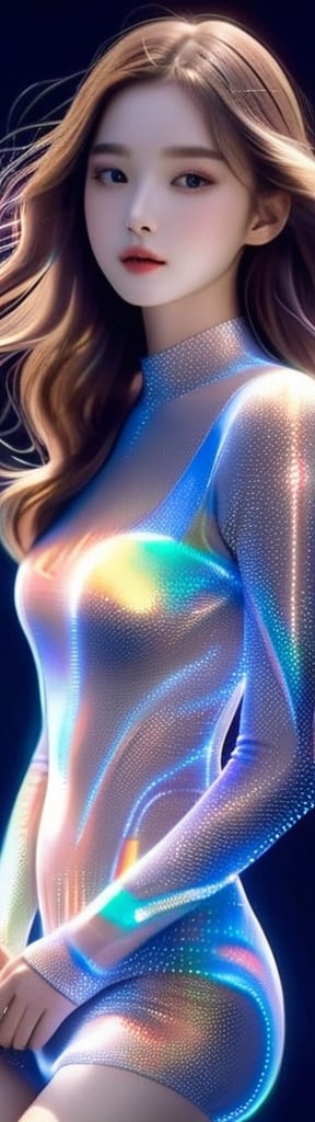 1 12year old sexy model teen girl minimalist hologram, long hair glowing, line glowing surrounds the body on a simple background,minimalist hologram,full high,full body focus,nude,long legs,nude,detail face,best face in the world,korea girl,ultra Realistic,