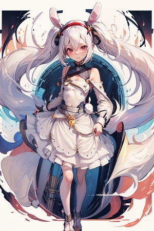 1 girl, solo, long hair, detailed eyes, bar background, blushing, soft expression, standing, blushing, clear eyes, bright eyes, detailed eyes, (close-up),High detailed ,perfect light,hime style, bunny suit,aalaffey, high heels, spoltlight,animal ears, floating hair, splash art, cute outfit