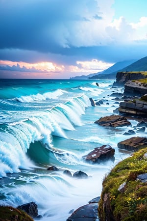 stormy ocean waves on rocks