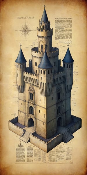 (An amazing and captivating abstract illustration:1.4), (Medieval architectural blueprint:1.3), ink drawing, on blueprint white paper, a wonderful (medieval castle in Italy:1.4), architecture focus, 14th century,  (golden ratio:1.3),  (medieval architecture:1.3), (grunge style:1.4), (frutiger style:1.2), (colorful and minimalistic:1.3), (2004 aesthetics:1.2), with (the text "CASTRUM":1.3), text block. BREAK parchment background, sharp details, (muted colors:1.2),(low contrast:1.2). BREAK by Leonardo Da Vinci, by Castruccio Castracani, (perfect drawing:1.2), highest quality, detailed and intricate, original artwork, trendy, mixed media, vintage, award-winning, artint, SFW, itacstl, art_booster,