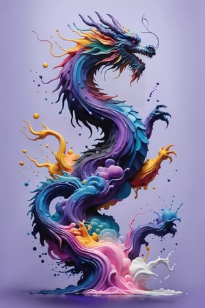 (Innovative and original abstract painting:1.4), made of multi-colored acrilic paint drops dissolving in the water, (drawing the perfect silhouette of a dragon:1.4), purple liquid gradient background, amazing artwork, serendipity art, sharp focus, intricate details, highly detailed, by God himself, Wu Chi-Tsung, Calida Rawles, ADD MORE DETAIL
