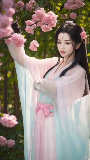 tienhiep, hanfu,
(Hands:1.1), better_hands, realhands
1girl, solo, long hair, black hair, hair ornament, long sleeves, upper body, flower, see-through, blurry background, facial mark, chinese clothes, forehead mark, realistic, hanfu, tienhiep