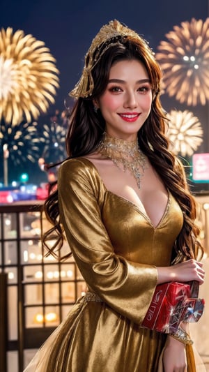 RAW photo,  high quality,  film grain,  8k uhd,  masterpiece,  best quaily,  (high detailed skin:1.1), photorealistic, smile, firework, happy new year,
(fractal crystal skin:1.1) woman, white crystal skin, (fantasy:1.3), ,High detailed ,