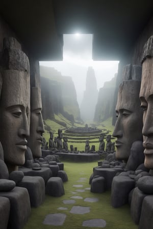 (Ancient megalithic civilization, Azka Lines, on Easter Island:1.5), (The colonial city of the future, in the mist-filled Grand Canyon, on an unknown Earth-like planet, 2 moon on sky, Spaceship flight connects colonies, waterfulls:1.3), (Machu Picchu, a mountain settlement, incredibly spectacular:1.2), (Mario Botta:1.3), (avant-garde, future, reality, science fiction, photorealistic), (modern architecture:1.2), White limestone with black granite, fountain, waterfall, landmark, square, path, narrow street,
(Large Files, Ultra Realistic, 8K, 16k, FHD, HD, VFX, Perfect, Photography, composition, Architecture Sales Photography, Architecture Competition, Ultra High Resolution, Cinematography, High Resolution Image:1.1), (dramatic lighting, direct sunlight, ray tracing, clear shadow:1.2),  (real landscape:1.1), (blurred background:1.0), (urban background, more_details) ,
mayamaze,extrusionbuilding,caveruinsPOV,caveruinsAerial